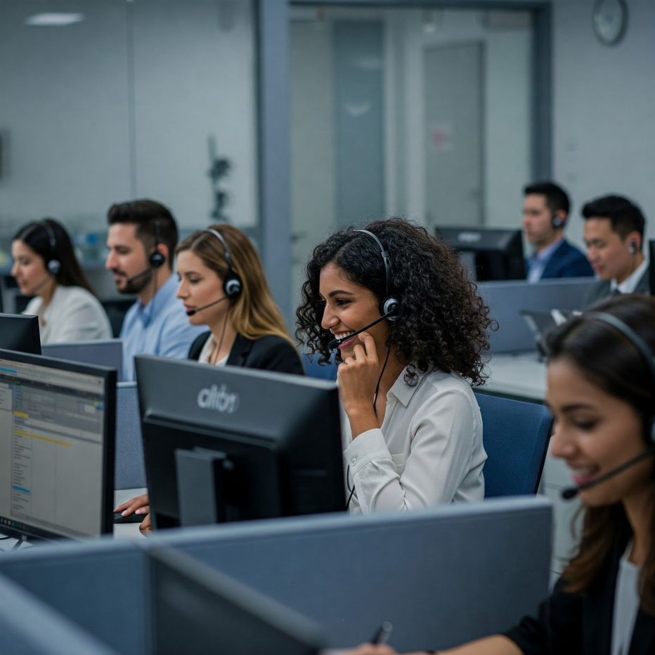 Agente de call center bilingüe sonriendo después de pasar la entrevista